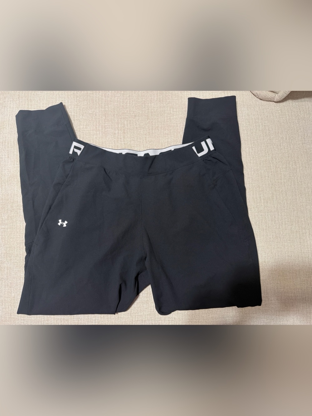 Under Armour Men’s Black Logo Waistband Athletic Leggings
